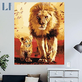 Mua Tranh sơn dầu số hóa có khung LIM Art -Tranh tô màu theo số Sư tử T489