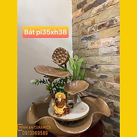 Mua Bát hoa thác nước phong thủy hoa sen màu nâu gốm Minh An Bát Tràng