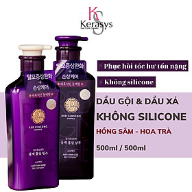 Dầu Gội Xả Phục Hồi Tóc Hư Tổn Nặng Và Ngăn Ngừa Rụng Tóc Kerasys Hồng Sâm Hoa Trà  500ml tặng móc khóa