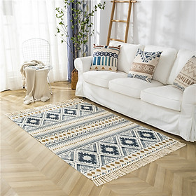 Mua Thảm Canvas Tua Rua Phong Cách Bắc Âu Trải Sàn Trang Trí Chân Giường Phòng Khách