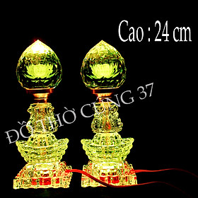 Mua   Cao 24 cm   Đèn thờ Led pha lê   1 CẶP  