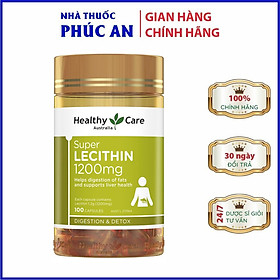 Viên uống tinh chất mầm đậu nành Healthy Care Super Lecithin 1200mg 100 viên giúp đẹp da, cân bằng nội tiết tố