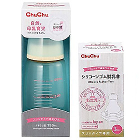 Combo Bình Sữa PPSU ChuChu Baby (150ml) Và Núm Ty Silicone 3Pc
