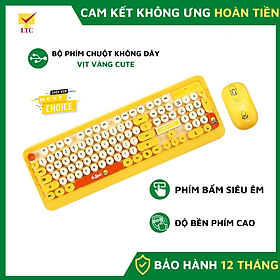 Mua Bộ bàn phím và chuột không dây cao cấp LTC K68 Vịt Vàng Cute phím gõ cực êm  thích hợp cho công việc văn phòng  streamer-Hàng Chính Hãng