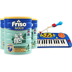 Bộ 3 lon Sữa Bột Friso Gold 4 Cho Trẻ Từ 2-4 Tuổi 1.5kg + Tặng Đàn Organ