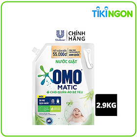 Nước giặt Túi 2.9kg OMO Matic Sạch khuẩn, dịu nhẹ cho quần áo bé yêu