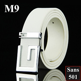 Thắt lưng nam hàn quốc Sans501 mặt chữ dây nịt da trơn công sở đẹp đen nâu trắng siêu bền giá rẻ sang trọng cá tính