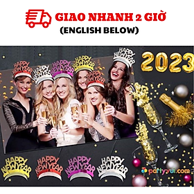 Bộ 10 vương miện Happy New Year nhiều màu ptk04