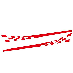 2pcs Car Body Kit Checkered Flag Side Stripes Decorations Red