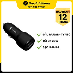 Mua Sạc xe hơi 2 cổng USB Type C PD QC 3.0 20W Xmobile SN-455 Đen - Hàng chính hãng