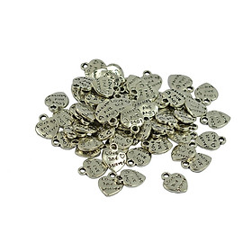 50pcs Tibetan Silver love and beloved Heart Charms Pendants for Jewelry Making