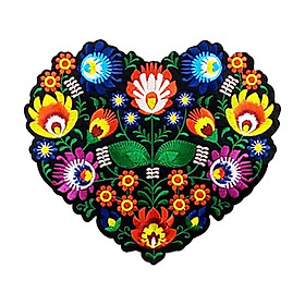 Embroidery Applique Patches Sewing Large Size  Fabric DIY Clothes Heart Shape Flower for Bag Clothes Jacket Scarf Decoration