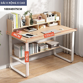 Mua Bàn làm việc màu gỗ sáng kích thước lớn kèm giá sách  bàn học để máy tính khung chân sắt sơn tĩnh điện trẻ trung hiện đại thiết kế phong cách Bắc Âu