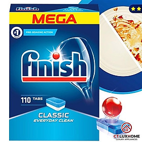 Viên rửa bát Finish Classic hương chanh 110 viên - 2 chức năng 