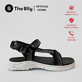 Giày Sandal Nam The Bily Quai Chéo - Đế Trắng Lót Đen Màu Xám Thổ Cẩm BLDTMD01