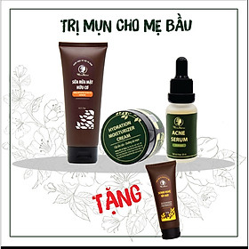 Combo Dưỡng Da Mụn Cho Mẹ Bầu Và Sau Sinh Wonmom + Tặng Scrub Nghệ Tẩy Tế Bào Chết Wonmom