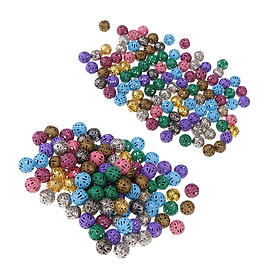 200pcs Iron Hollow Metal Beads for Craft Loose Spacer Beads Round Beads 8mm