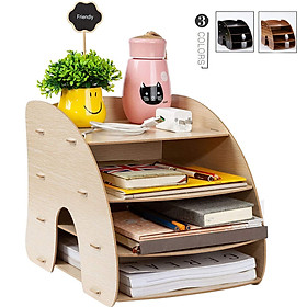 Kệ bàn học hình Cong - bàn làm việc nhỏ gọn, tiện ích - Kệ đựng hồ sơ tài liệu để bàn - Kệ sách mini - Kệ lưu trữ tài liệu giấy A4, A5 bằng gỗ - Vui lòng chọn Mẫu