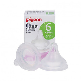 Núm ty Pigeon cổ rộng (size L) cho trẻ trên 6 tháng tuổi - Nhập khẩu Nhật Bản