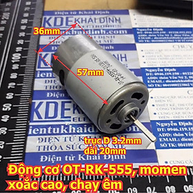 Động cơ DC DT-RK-555PH 24v3669rpm trục D 3.2mm, 250gam, momen xoắn cao kde3084