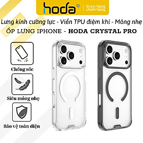 Ốp lưng kính cường lực chống sốc 2m viền TPU Hoda Crystal Pro trong suốt clear cho IPhone 17 Air 17 Pro Max 17 Pro 16 Pro Max 16 Pro - Hàng nhập khẩu - Black - Đen - iPhone 16 Pro