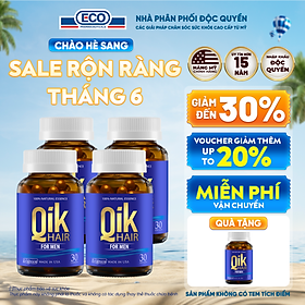 [Tặng Hộp 15v] Combo 4 Hộp 30v - Viên Uống Mọc Tóc Qik Hair For Men Ecogreen Giảm Rụng Tóc Cho Nam
