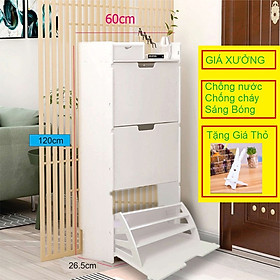 Mua Tủ giày  tủ giày thông minh gỗ nhựa 3 tầng cánh trơn sáng bóng....tô thêm vẻ đẹp căn phòng bạn ( KT: 120x60x26.5 )