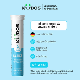 TPBVSK Viên sủi KUDOS BALANCE bổ sung vitamin B1, B2, B6, B12, D3 và Magie (20 viên/tuýp)