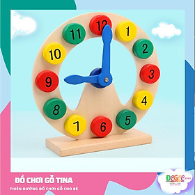 Đồ chơi gỗ TINA ,đồng hồ để bàn học số học đếm đồ chơi vui đồ chơi gỗ thông minh cho bé