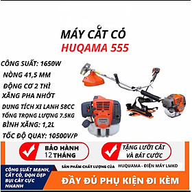 Mua Máy cắt cỏ Huqama 555 Modell mới 2026 động cơ 2 thì 1.65Kw nòng 41.5cm³ trọng lượng 8kg.tặng bát cước.bảo hành 12 tháng