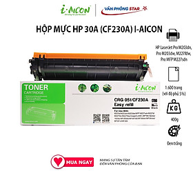 Mua  hàng chính hãng  Hộp mực in 30A thương hiệu I.aicon mã CF230A dùng cho máy in HP LaserJet Pro M203dn  Pro M203dw  Pro MFP M227fdw/sdn. Dung lượng In khoảng 1.600 trang A4 (với độ phủ 5%)  chất lượng bản in đẹp nét  tương thích hoàn toàn với thiết bị