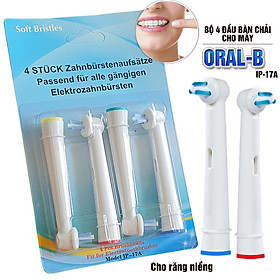 Cho máy Oral B, răng niềng, Set bộ 4 đầu bàn chải đánh răng điện New IP