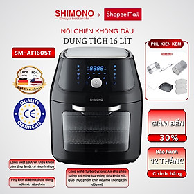 Mua Nồi Chiên Không Dầu SHIMONO SM-AF1605T 16L 1800W Cao Cấp Tiêu Chuẩn FDA Hoa Kỳ  LFGB Đức Tặng Kèm Trọn Bộ 9 Phụ Kiện Hàng Chính Hãng