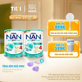 Bộ 2 lon Sữa bột Nestlé NAN OPTIPRO PLUS 4 800g/lon với 5HMO Giúp tiêu hóa tốt