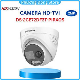CAMERA HD-TVI COLORVU HIKVISION DS-2CE72DF3T-PIRXOS 2Mp CÓ MÀU ĐÊM và Đèn Báo Động - Hàng chính hãng