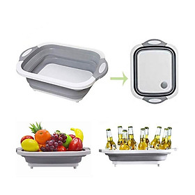 Mua Thớt nhựa kiêm chậu gấp gọn đa năng - Thau kiêm thớt xếp gọn - Thớt nhựa 3in1 rổ đựng
