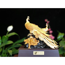 Hình ảnh Tượng Đôi Chim Công Dát Vàng 24K (M02) MT Gold Art- Hàng chính hãng, trang trí nhà cửa, quà tặng dành cho sếp, đối tác, khách hàng.