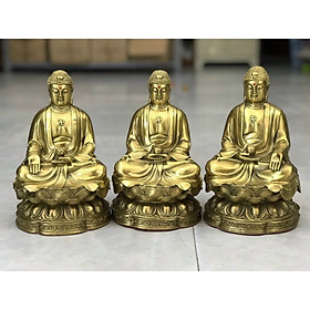 Bộ 3 phật tổ ngự đài sen - Vật phẩm phong thủy (kt 23x14cm)