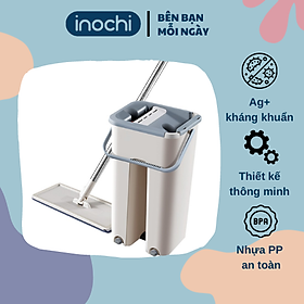 Mua Bộ cây lau nhà thông minh kèm thùng vắt 2 ngăn Inochi  tặng kèm thêm 1 miếng lau tiện lợi  thông minh  nhanh  gọn