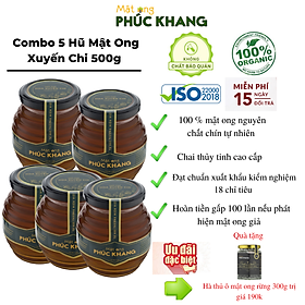 5 Hũ Mật Ong Cao Cấp Xuất Khẩu - Hoa Xuyến Chi (500g) - Hàng Chính Hãng