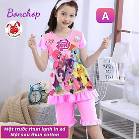 Đồ bộ bé gái lửng hình Pony từ 10-42kg - thun cotton - Kiến Lửa - A hồng phấn - 12