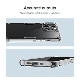 Ốp lưng TPU chống sốc lưng PC cường lực cho iPhone 15 Pro Max, 15 Pro, iP 15, 15 Plus hiệu Nillkin Nature Pro - Mỏng 0.6mm, đệm khí 4 góc, gờ bảo vệ camera - Hàng nhập khẩu