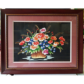 Mua TRANH THÊU TAY HOA LAN -HOA CÚC - HOA HỒNG