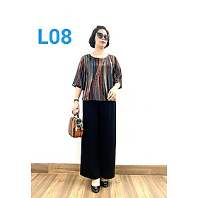 Bộ Trung Niên Tay Lỡ - Bộ Phối Áo Lụa hàn Châu, Quần Đũi cao cấp - Không nhăn không xù khi giặt - Tuấn Tú Store 68