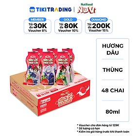 Thùng 48 chai Sữa Lắc Trái Cây NuVi Hương Dâu 80ml - Tăng Cường Chiều Cao, Phát Triển Trí Não