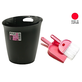 Mua Combo 01 Sọt đựng rác văn phòng 5 5L dáng trụ tròn  có quai xách + 01 Bộ chổi & xẻng hót rác Mini Echo Metal - Made in Japan