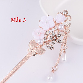 Trâm cài tóc 4 mẫu hoa công HOT đính đá