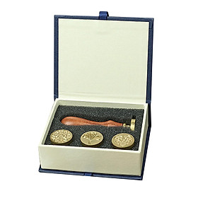 Retro Sealing Stamp Set, Wax Seal Stamp w/ Wooden Handle & Copper Head, for Wedding Invitations Card Decoration Gift