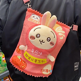 Chiikawa snack bag gấu bông COSPLAY gói Bimbim hài hước vô tri khoai tây chiên túi Usagi búp bê - Pink x Usagi
