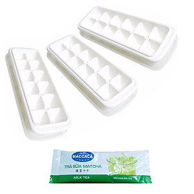 Combo khay đá có nắp đậy trữ đồ ăn dặm 12 ngăn kháng khuẩn nhật bản + tặng gói trà sữa matcha macca
